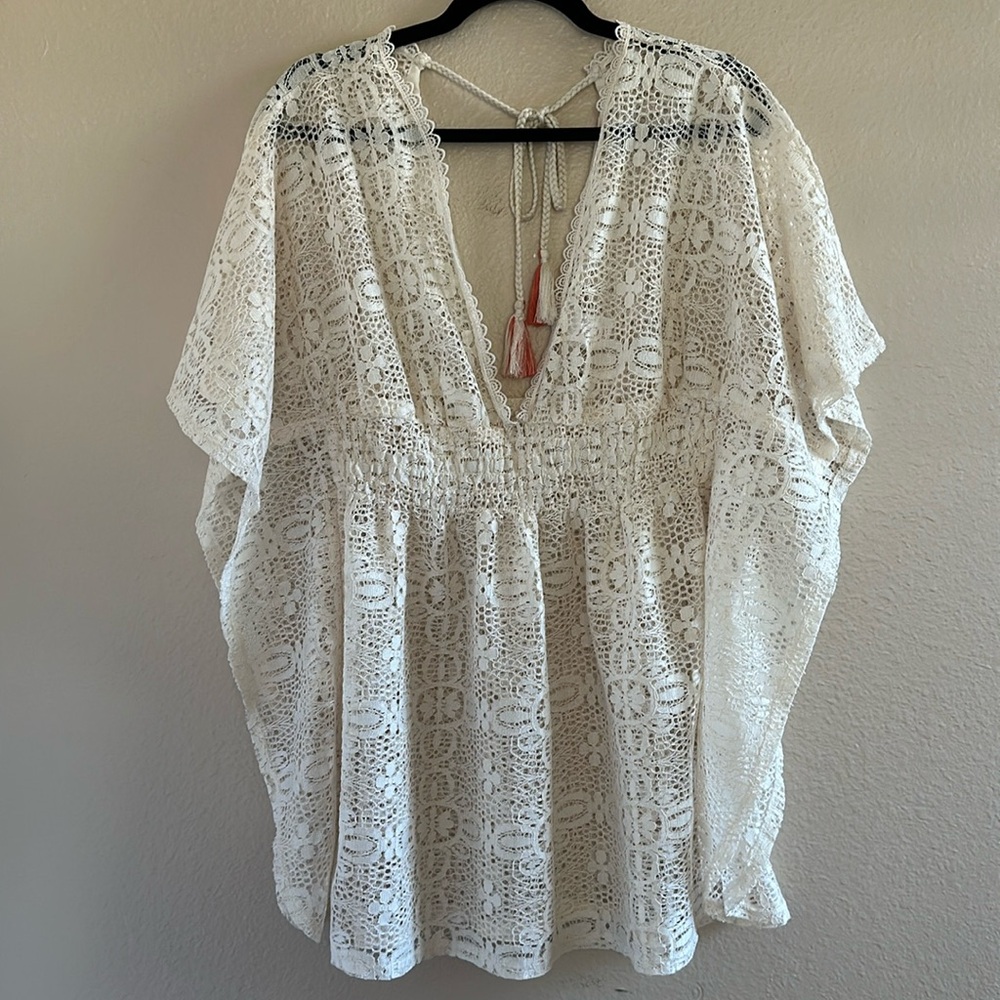 Xhilaration butterfly sleeve lace swim coverup